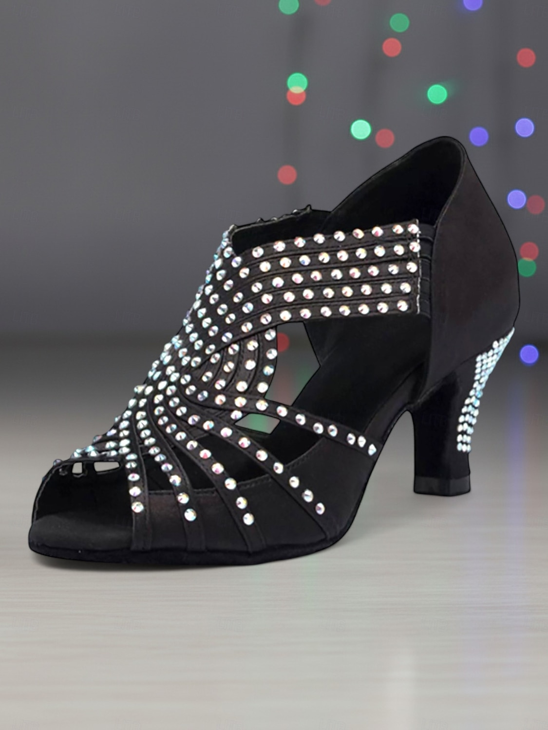 scarpe da ballo latino professionali da donna con strass blu, tacchi da ballo scintillanti con punta aperta, eleganti prestazioni &scarpe da ballo da competizione per salsa e tango del 2026 a $69.99 –P1
