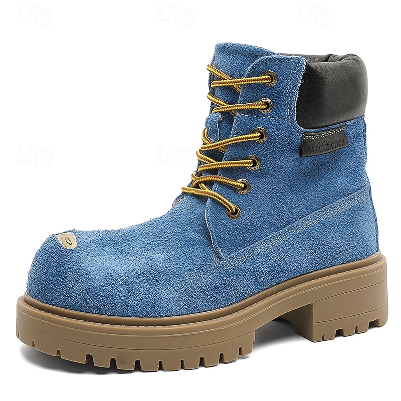 Per uomo Stivali Stivali da Lavoro Camminata Vintage Quotidiano PU Aumento Altezza Confortevole Stivali a Metà Polpaccio Allacciatura Tessuto almond Marrone scuro Nero Autunno Inverno del 2026 a $89.99 –P11