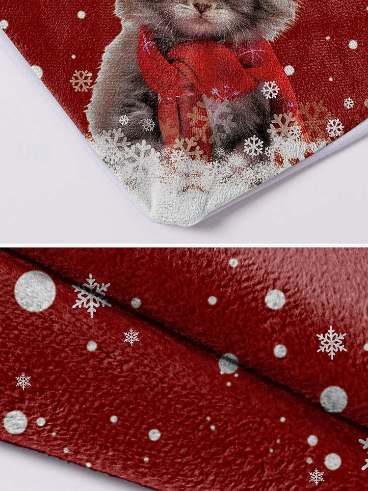 Écharpe de Noël à imprimé chat pour femme, cache-cou triangle rouge douillet avec motif chaton et bonnet de Père Noël, châle d'hiver doux pour fêtes et cadeaux de fin d'année de 2025 ? $18.99 –P7
