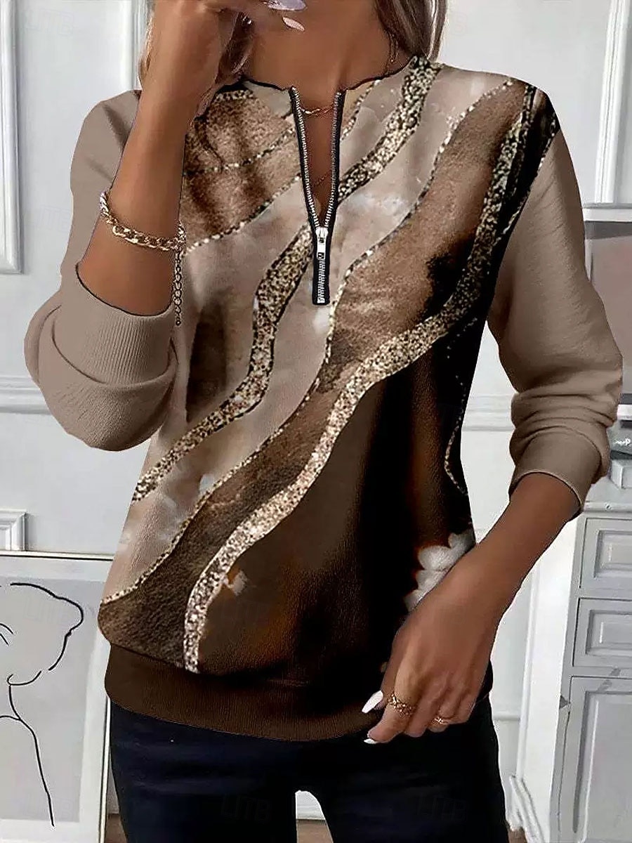 Pentru femei Hanorac pulover Hanorace cu fermoar Fermoar Imprimeu Grafic Abstract Modă Casual Manșon Lung Stil Nautic Topuri obișnuite Stradă Zilnice Albastru piscină Roșu-aprins Mov Maro Trifoi 2026 - $27.99 –P1