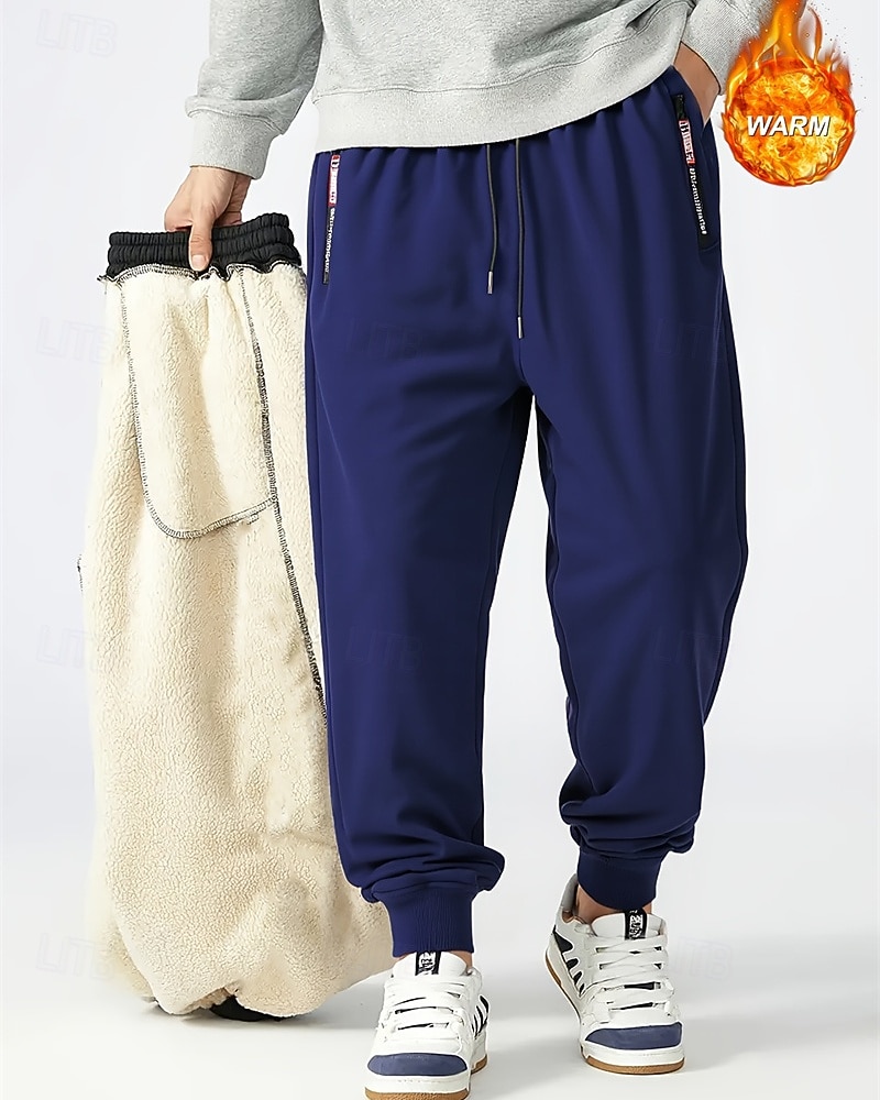 Voor heren Joggingbroeken Fleece broek Jogger Broek Winter broek Trekkoord Zak Elastische taille Effen Comfort Warm Buitensporten Dagelijks Modieus Casual Zwart Blauw Micro-elastisch 2026 - $20.99 –P8