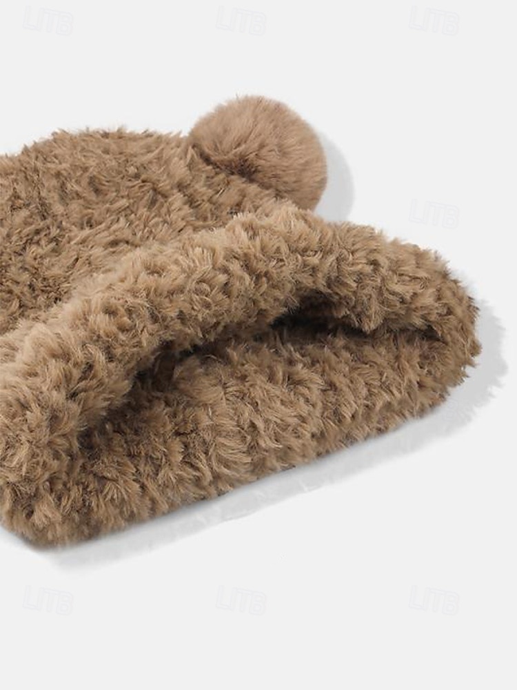 Damska świąteczna czapka nausznik z futerkiem w kształcie misia, wielofunkcyjne, przytulne, zimowe nakrycie głowy z pomponami, stylowy i ciepły dodatek świąteczny 2026 - $9.99 –P5