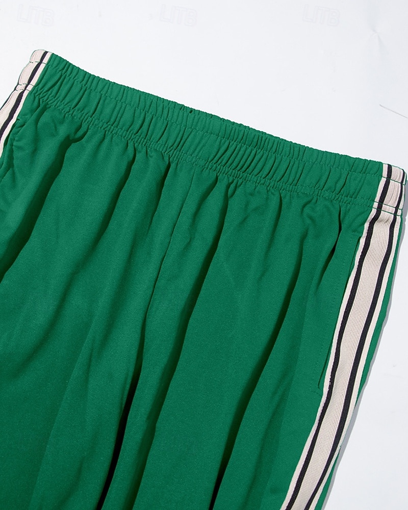 Hombre Pantalones de Deporte Pantalones Pantalones deportivos de pierna recta Correa Bolsillo Cintura elástica Bloque de color A Rayas Comodidad Diario Deporte Moda Casual Vino Verde Ejército 2026 - $20.99 –P13
