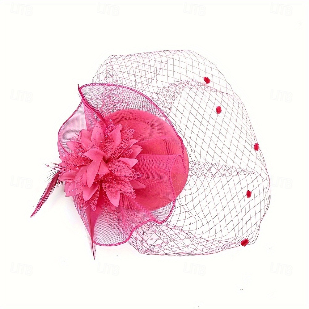 Fascinators Tejido Sombrero de fieltro Boda Fiesta de Té Carrera de caballos cóctel Elegante Vintage Estilo lindo Con Pluma Flor Celada Sombreros 2026 - $17.49 –P6
