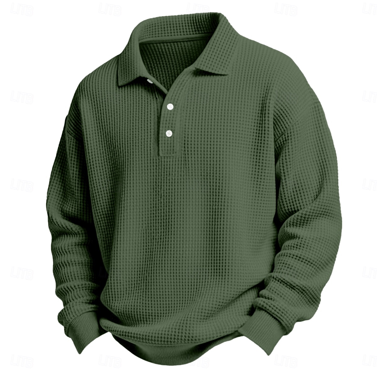 2025年 男性用 ワッフルポロシャツ ゴルフシャツ カジュアル 祝日 ラペル 長袖 クール 平織り クラシック 秋 春 & 秋 オールシーズン レギュラー ホワイト ライトグリーン ライトブルー ルビーレッド ネイビーブルー パープル ワッフルポロシャツ  コレクション – $23.99 –P6