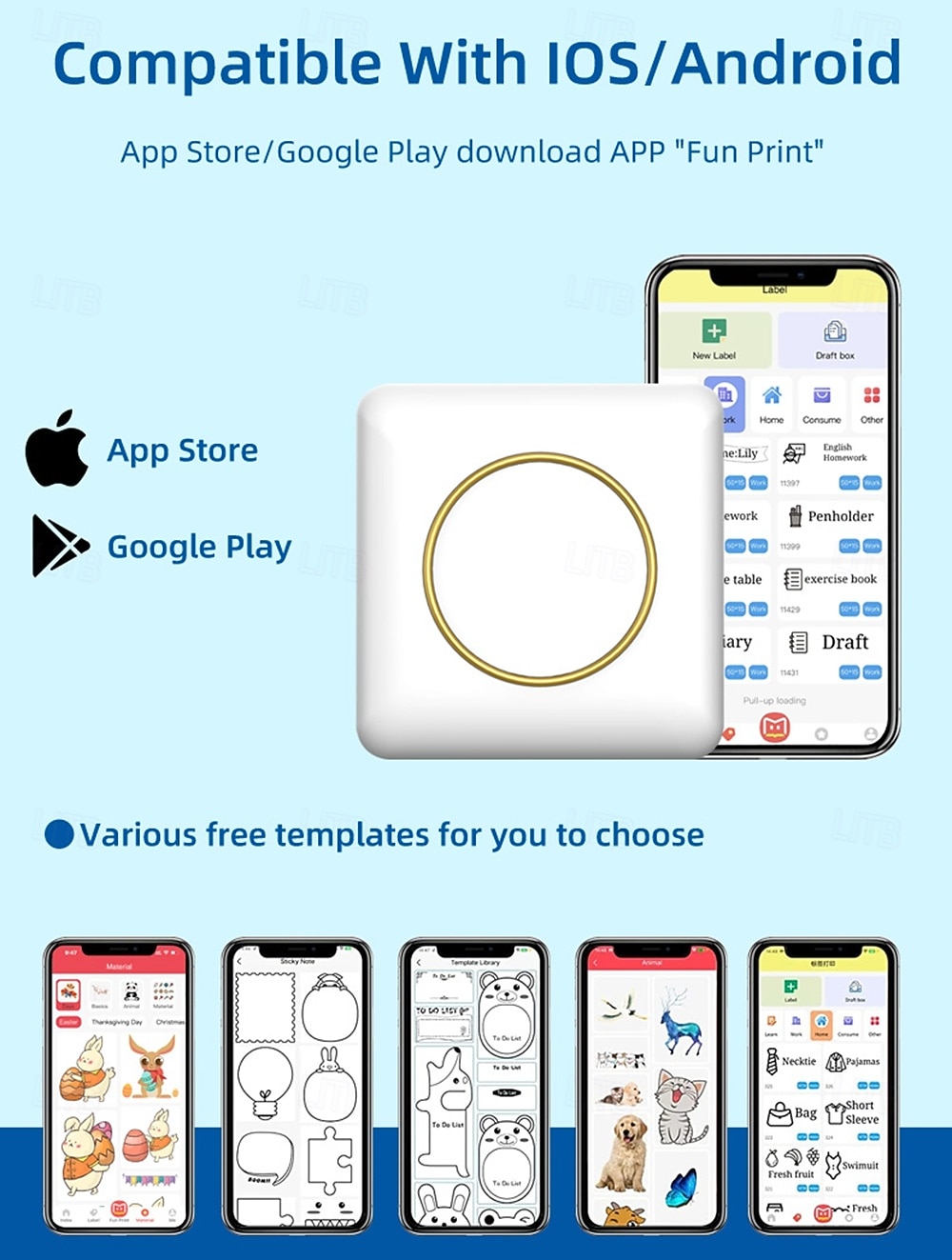 2025 NEW Sticker Printer C20 Fun Print Pod Mini Bluetooth Portable Sticker Maker with Rolls Paper Print Pods Mini Printer 2025 - $25.99 –P16