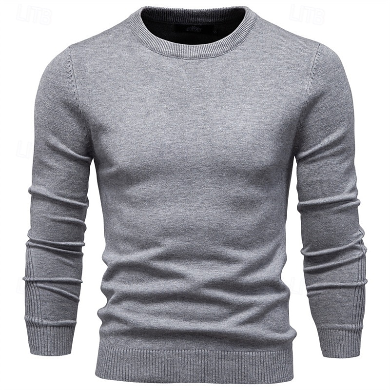 Homme Pull Côtelé Tricoter Hauts Réguliers Tricoté Coupe ajustée Uni Col ras du cou Tricots Contemporain Occasionnel Tenue quotidienne Vêtement Tenue Automne & Hiver bleu marine M L XL de 2026 ? $22.99 –P2
