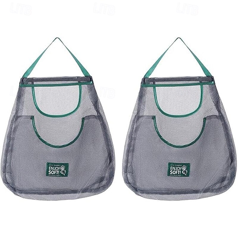 Двухслойный большой подвесной сетчатый мешок для хранения кухонных овощей, настенный органайзер для лука и чеснока с ручками, дышащий многоцелевой сетчатый мешок 2026 - $11.19 –P4