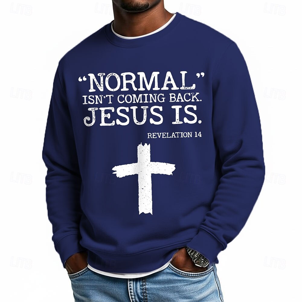 Per uomo Gesù Fede Felpa Moda Quotidiano Casual Manica Lunga Girocollo Casa Sport all'Aperto Abbigliamento casual alla moda Blu chiaro Nero Rosso Blu Viola chiaro Girocollo 3D Tutte le stagioni del 2026 a $28.99 –P4