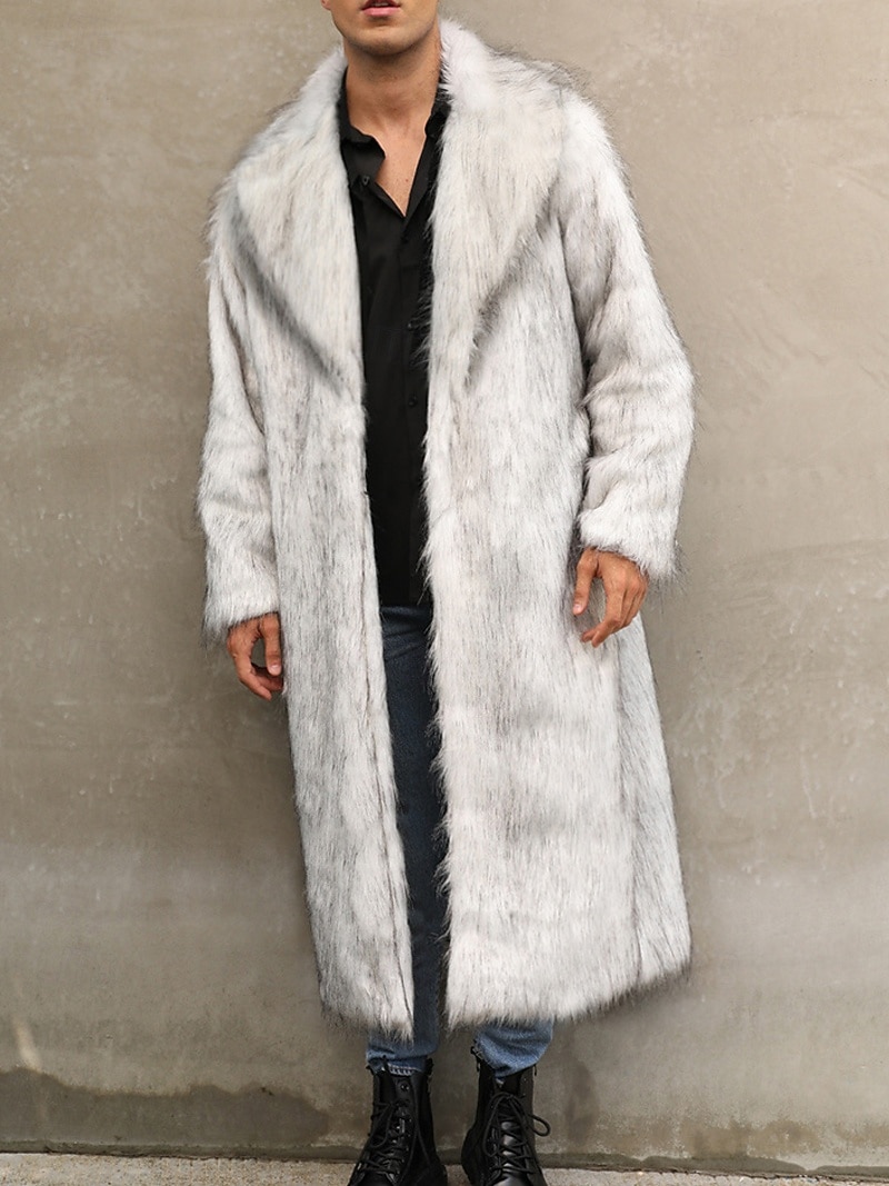 Miesten Talvitakki Tekoturkis Loma Päivittäin Pidä lämpimänä Fleece Syksy Talvi Tavallinen Muoti Katutyyli Kauluskäänne Pitkä Musta Valkoinen Keltainen Jackets 2026 - $69.99 –P1
