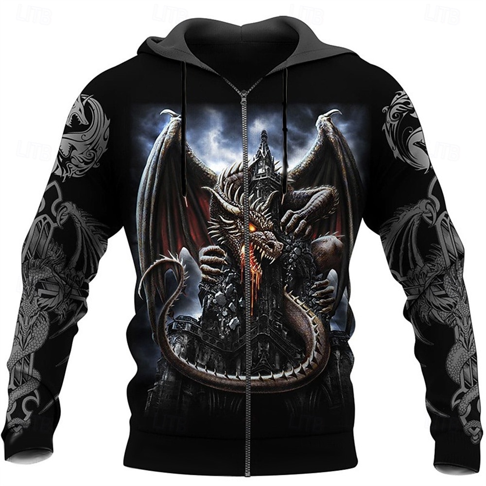 Per uomo Drago Stampe Grafiche Felpa con Cappuccio Felpe con cappuccio Felpa Streetwear Designer Casual Grande e Alto Manica Lunga Con Cappuccio Sport & Outdoor Quotidiano Sportivo Ferie Bianco del 2026 a $31.99 –P1
