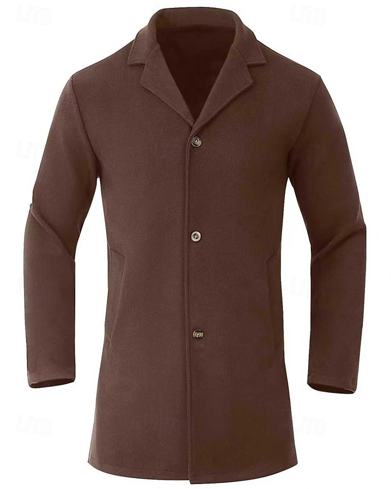 Herre Ytterfrakk Trenchcoat Lang trenchcoat Feriereise Daglig Høst Vinter Polyester Vindtett Yttertøy Klær Mote Klassisk عادي Lomme Knaphul Enkeltkneppet 2026 - $36.99 –P2