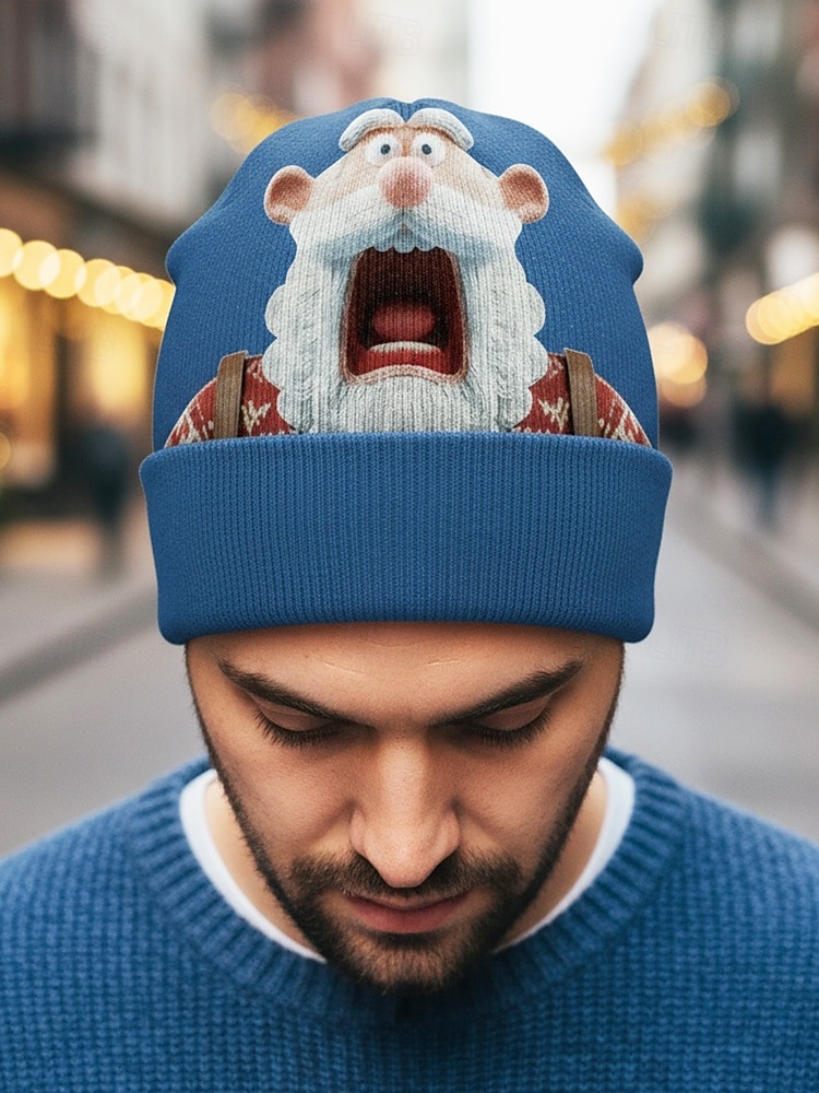 Miesten jouluinen pipo – joulupukki- ja piparkakkuaiheinen, mukavasta neulotusta materiaalista, täydellinen juhlapyhiin, talviretkiin ja joululahjoiksi 2026 - $14.99 –P7