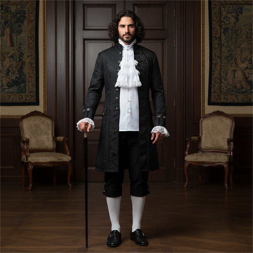 Sett retro vintage viktoriansk middelaldersk skjorte trench coat vampyr adelsmann jacquard fancy dress Menns Ebenezer Scrooge nisse Halloween karneval forestilling Ren Faire fest voksnes frakk 2026 - $69.99 –P13