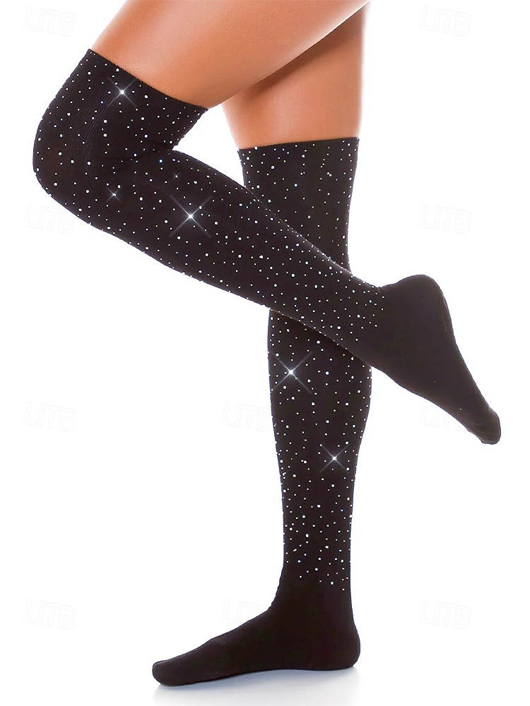 Γυναικείες κάλτσες μέχρι τους μηρούς με διακόσμηση στρας, λαμπερά ελαστικά καλσόν για γιορτές και πάρτι 2026 - $11.99 –P7