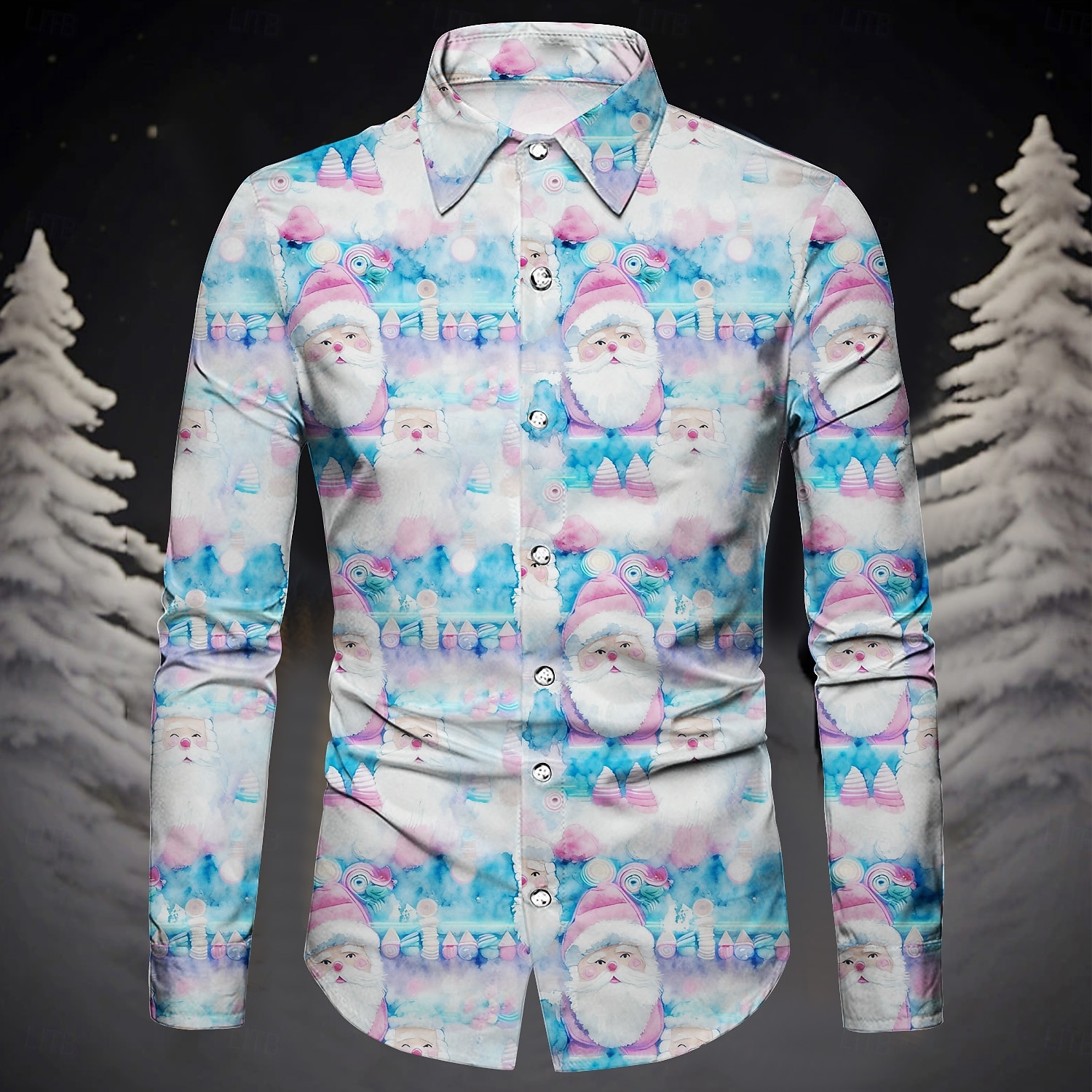 Karácsony Hosszú ujjak Gombos ing Mikulás Grafikus Újdonságok Vicces mert Férfi Felnőttek 3D nyomtatás mert Karácsony Farsang Újév Parti 2025 - $29.99 –P2