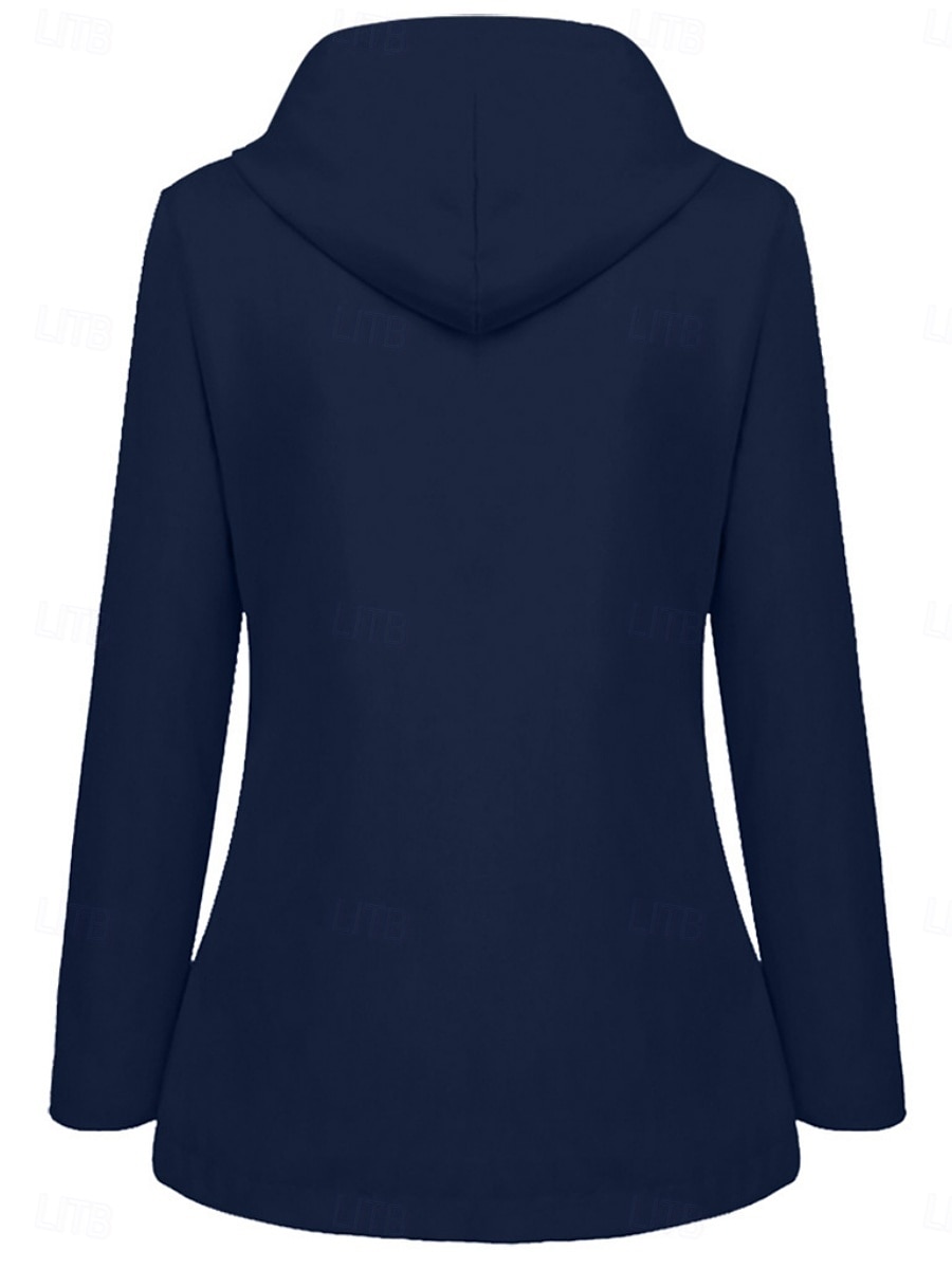 Damen Kapuzenjacke Wasserdicht Bequem Tasche Knöpfe Lässig Einfach Urlaub Straße Lässig Alltagskleidung Einreihig Regulär Mit Kapuze Normale Passform Langarm Oberbekleidung Gelb Rote Marineblau 2025 - $36.99 –P4