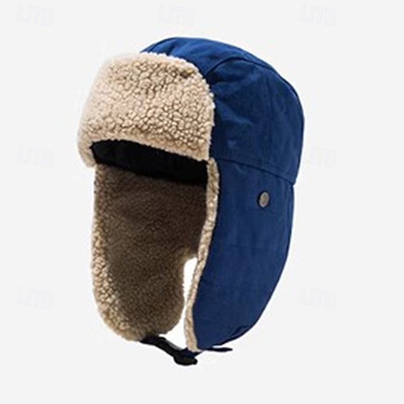 Men's Trapper Hat Ushanka Hat Aviator Hat Ear Flap Hat Winter Hats Black Navy Blue Cotton Fleece Fashion Vintage Style Modern Contemporary Daily Wear Date Solid / Plain Color Thermal Warm Windproof 2026 - $13.99 –P2