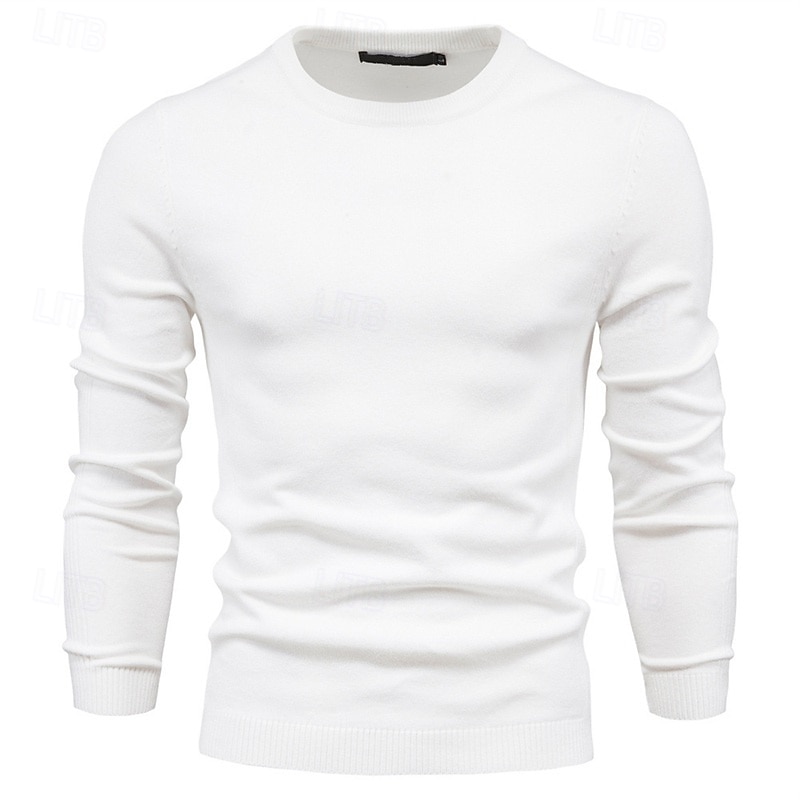 Homme Pull Côtelé Tricoter Hauts Réguliers Tricoté Coupe ajustée Uni Col ras du cou Tricots Contemporain Occasionnel Tenue quotidienne Vêtement Tenue Automne & Hiver bleu marine M L XL de 2026 ? $22.99 –P4