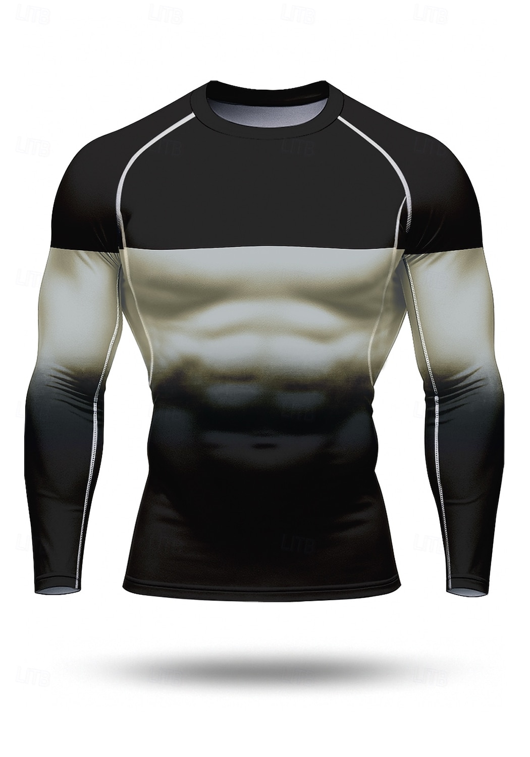 Муж. Компрессионная футболка Футболка для бега 3D печать Цветовые блоки Длинный рукав Основной слой Весна Осень Градиент Быстровысыхающий Сжатие видеоизображений Для тренировки Power Flex 2026 - $20.99 –P6