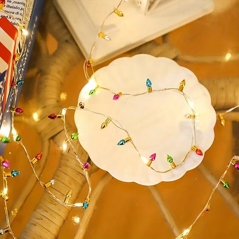 LED Tündér Karácsonyi Fények 5M 2M Koszorú Dísz PVC AA Elemes Mini Izzók Nem Cserélhető Többszínű Fényerő Ünnepi Otthoni Dekorációhoz Illeszkedik 2026 - $14.49 –P8