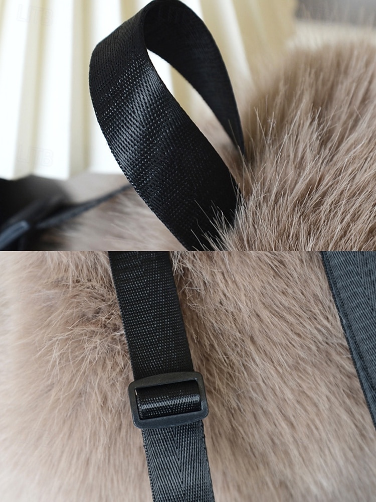 Sac à dos en fausse fourrure pour femme, sac à dos élégant avec cordon de serrage pour une tenue décontractée, matière en peluche douce, parfait pour un usage quotidien et les tenues d'hiver de 2026 ? $19.99 –P8