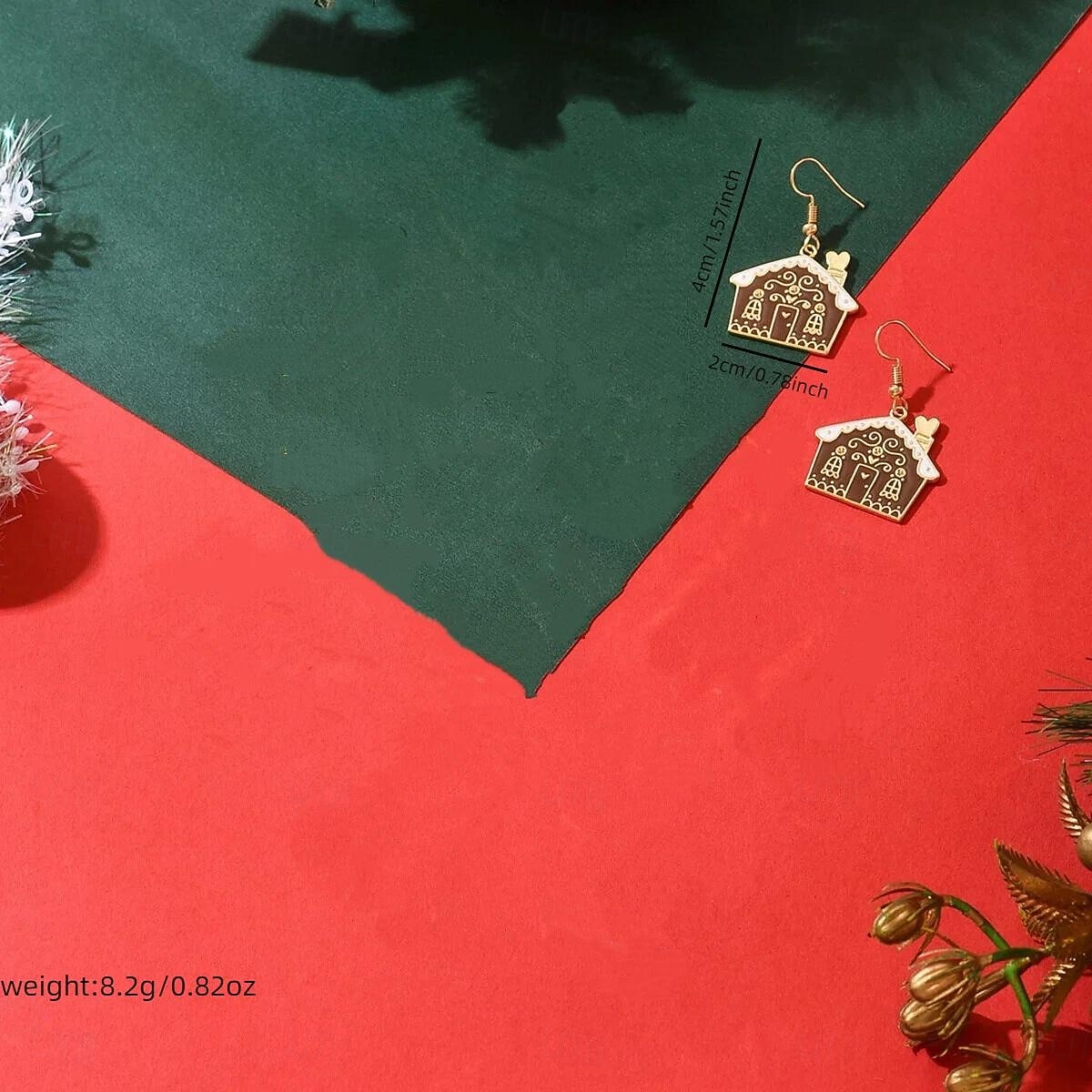 orecchini a forma di casa di pan di zenzero – graziosi orecchini natalizi con design dorato e marrone per donna del 2026 a $11.99 –P5