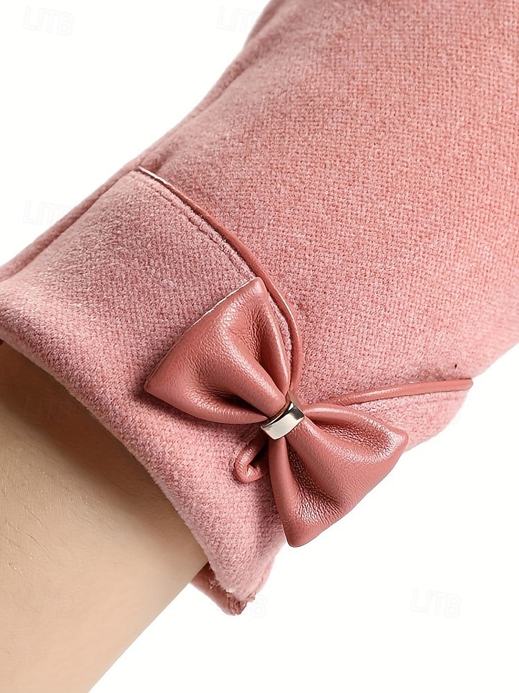 Mănuși de Crăciun pentru femei cu ecran tactil – material cald din poliester cu un design drăguț cu funde, perfecte pentru petreceri și ținute de iarnă 2025 - $11.99 –P8