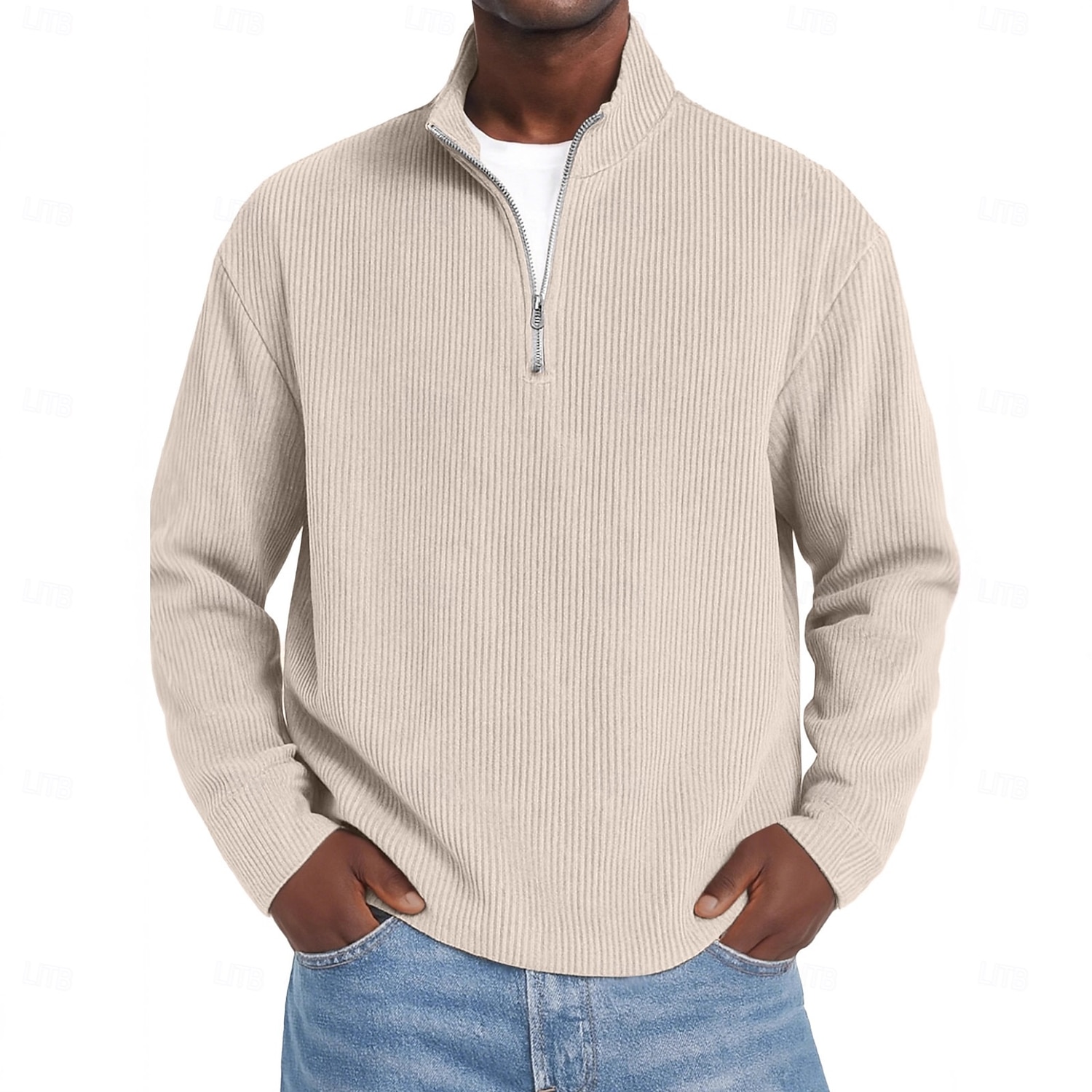 Men's Corduroy Shirt Textured Casual Outdoor Quarter Zip Long Sleeve Fashion Modern Solid Color Warm Corduroy Fall Spring &  Fall Fall & Winter Regular Fit Blue Dark Red Black Navy Blue Green Khaki 2026 - $25.99 –P6