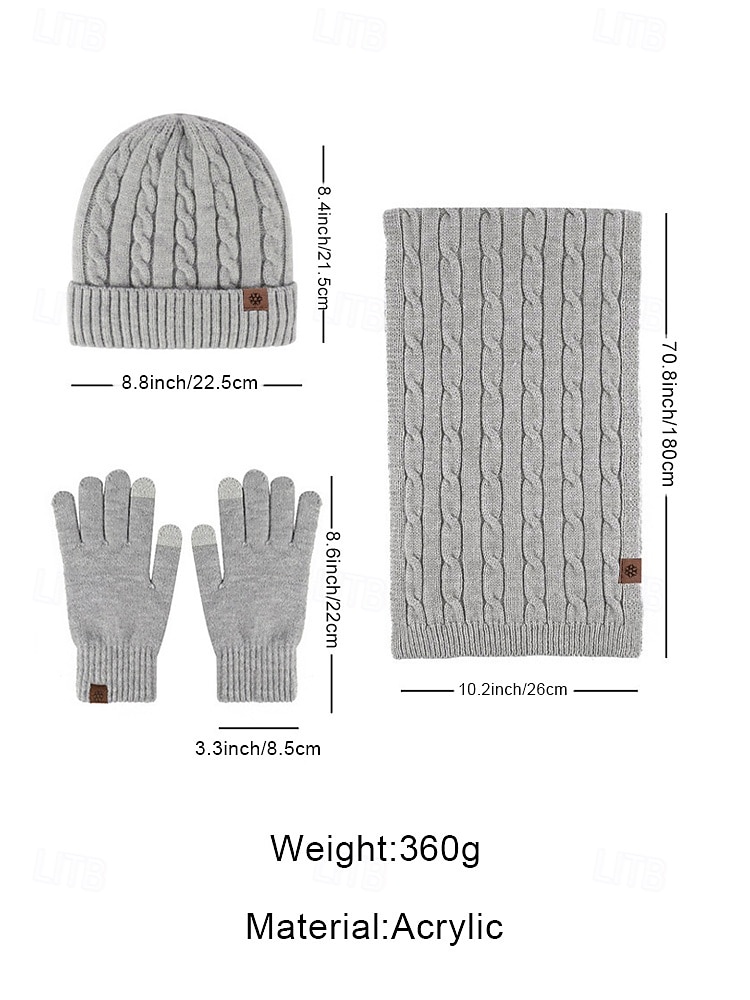 Unisex kerstmuts, sjaal en handschoenenset met touchscreen-handschoenen, meerdere kleuren, perfect voor wintermode en vakantiecadeaus 2026 - $26.99 –P11