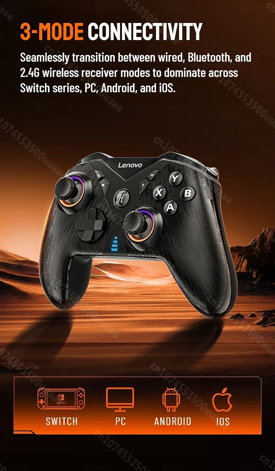 Игровой контроллер Lenovo S05 RGB беспроводной геймпад джойстик с эффектом Холла для Switch/2/OLED/Lite ПК iPhone Android телефонов подарок на День Святого Валентина 2026 - $64.99 –P12