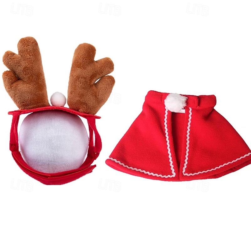 Jultomtehatt och halsduk för husdjur - justerbar julkostym för hundar, katter, valpar, kattungar - festlig röd &vit outfit 2025 - $12.49 –P5