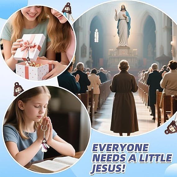 2025年 50/100個の小さなイエスのキーホルダー、ミニイエスの置物キーホルダー、クリスマスストッキング詰め物ギフト、マルチカラーの小さなイエスのキーホルダー、ミニチュアキーホルダーを隠す  コレクション – $19.99 –P1