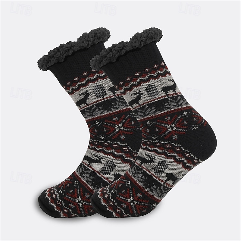 Herren 1 Paar Socken Socken mit Sherpa-Futter Freizeitsocken Wintersocken Schwarz Weiß Farbe Geometrisch Tarnung Urlaub Täglich Basic Warm Winter Mode Ethnisch 2026 - $8.49 –P5