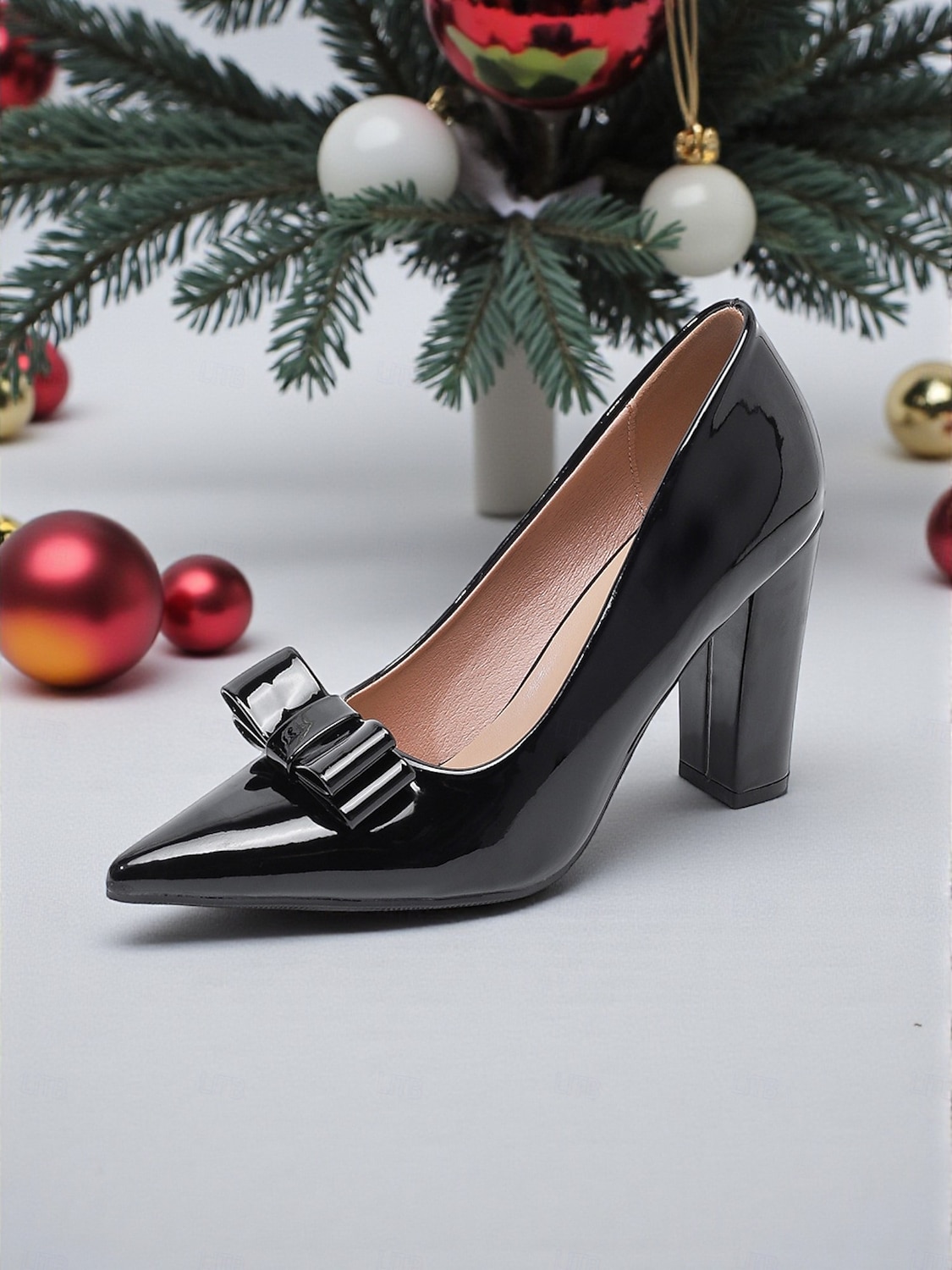 Escarpins à bout pointu en cuir verni vert pour femme, ornés d'un nœud - chaussures élégantes pour les fêtes de fin d'année de 2026 ? $46.99 –P5