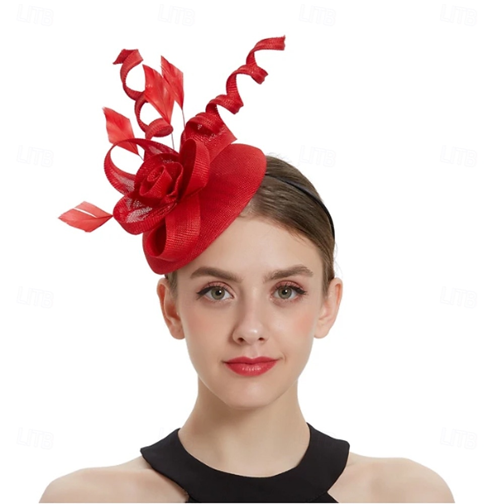 fascinators Linfrø Bomullsstoff Fedora Bryllup Te Fest Hesteløp cocktail Elegant Årgang Romantikk Med Fjær Sløyfe Hodeplagg Hodeplagg 2026 - $22.99 –P3