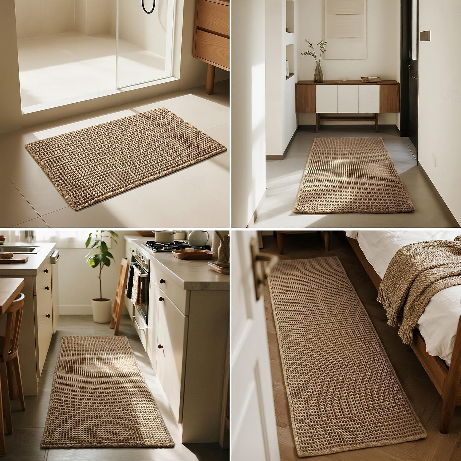 Alfombra de baño tipo gofre, alfombras de baño bohemias antideslizantes y lavables, ultrasuaves, súper absorbentes y de secado rápido, decoración rústica para el baño 2026 - kr.148 –P5
