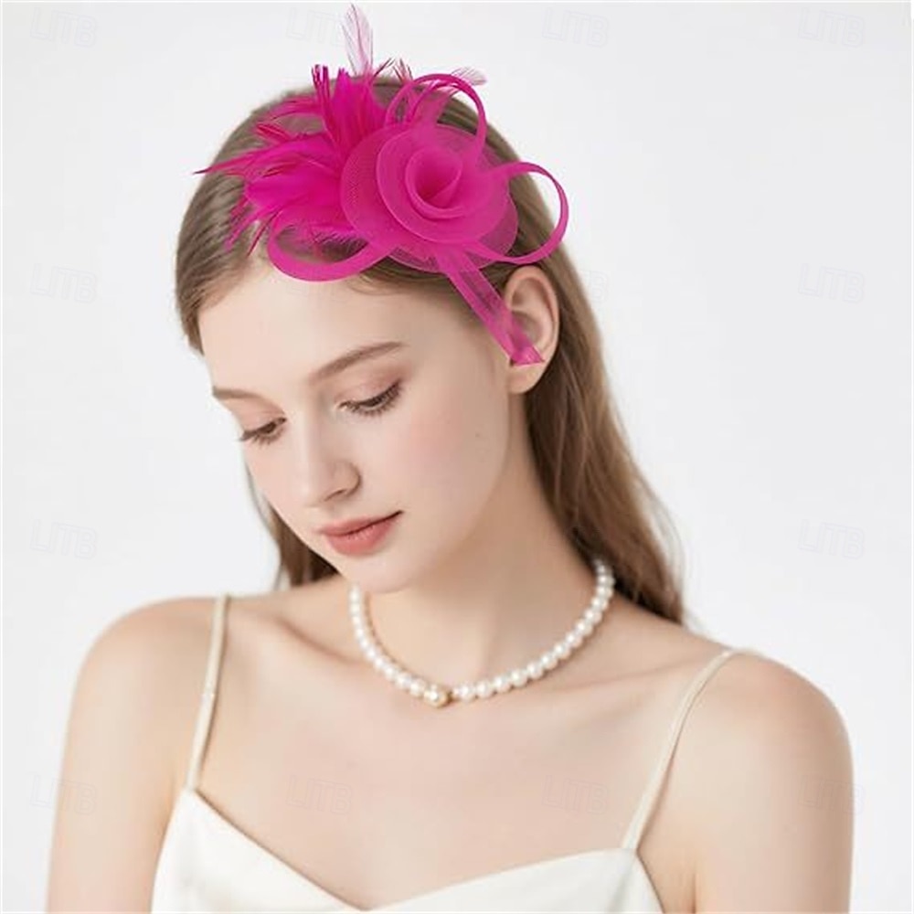 Fascinators Feathers Fedora Hat Wedding Tea Party Horse Race Cocktail Elegant Vintage With Feather Headpiece Headwear 2026 - $16.49 –P2