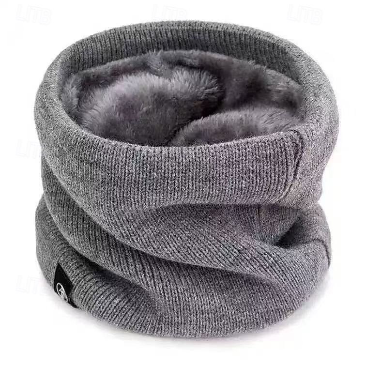 Scaldacollo elasticizzato in maglia - elegante sciarpa in poliestere tinta unita con fodera in velluto per uomo &donne - calde &accogliente, perfetto per le attività all'aperto - 80% poliestere &20% del 2025 a $7.99 –P6