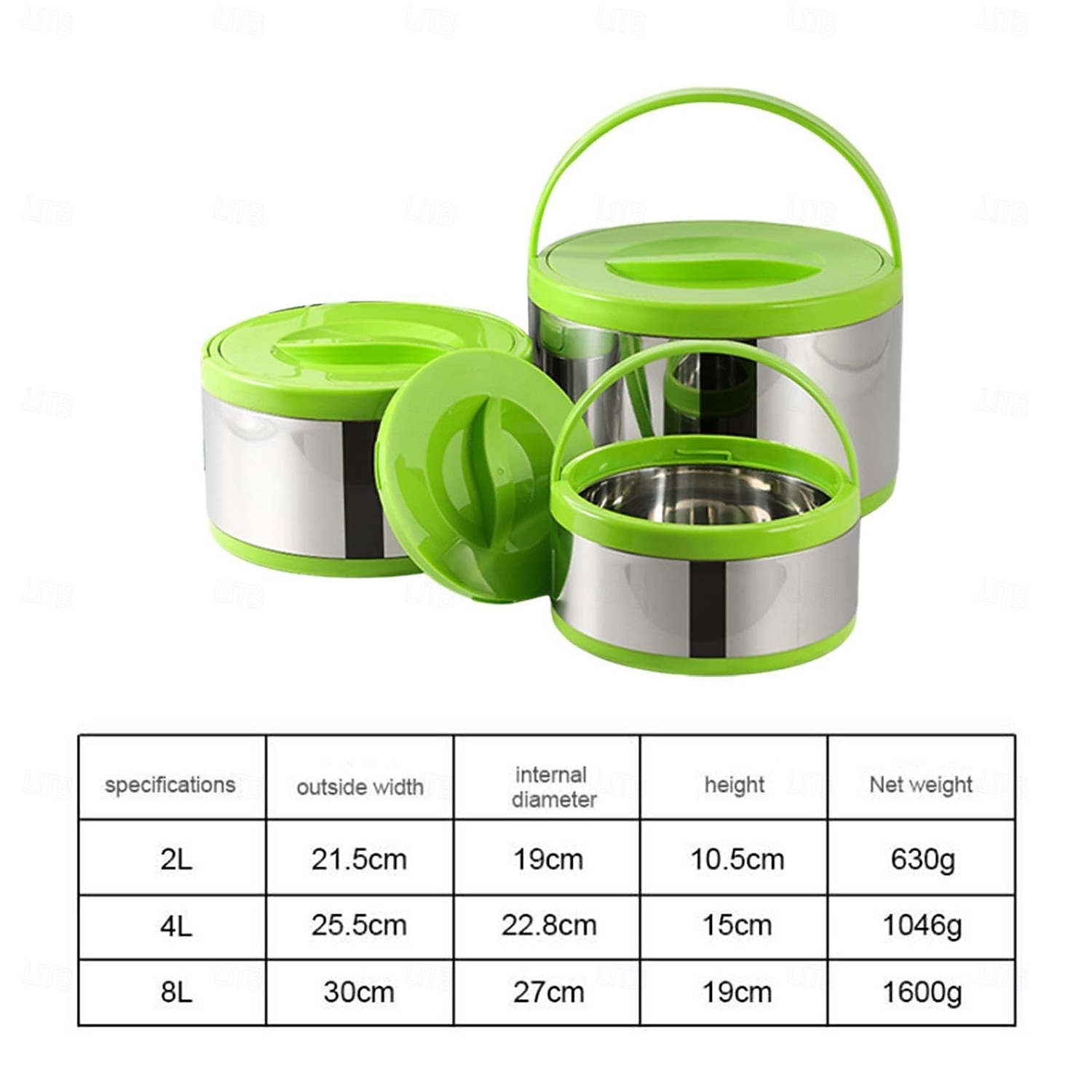 Contenitore termico per alimenti in acciaio inossidabile da 3 pezzi, contenitore termico portatile a prova di perdite per zuppa da viaggio, campeggio all'aperto, bianco del 2025 a $85.99 –P10