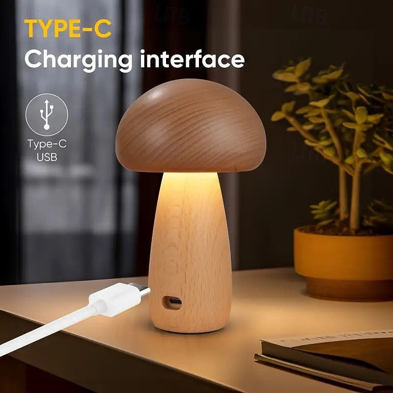2025年 調光可能なキノコ型テーブルランプ、タッチ式スマート3色キノコ型ランプ、USB充電式ナイトライト、無段階調光、クリスマス、自宅学習、寮の装飾、誕生日プレゼント、ベッドサイドランプ  コレクション – $34.99 –P4