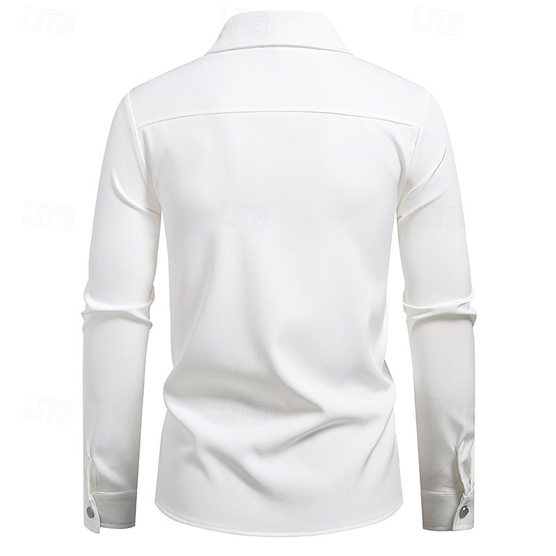 Per uomo Camicia Camicia casual Camicia con Colletto Camicia con Bottoni Camicia Designer Nero Bianco Kaki Manica Lunga Semplice Collo ripiegato Vacanza Casuale Orlo irregolare Abbigliamento Moda del 2026 a $29.99 –P2