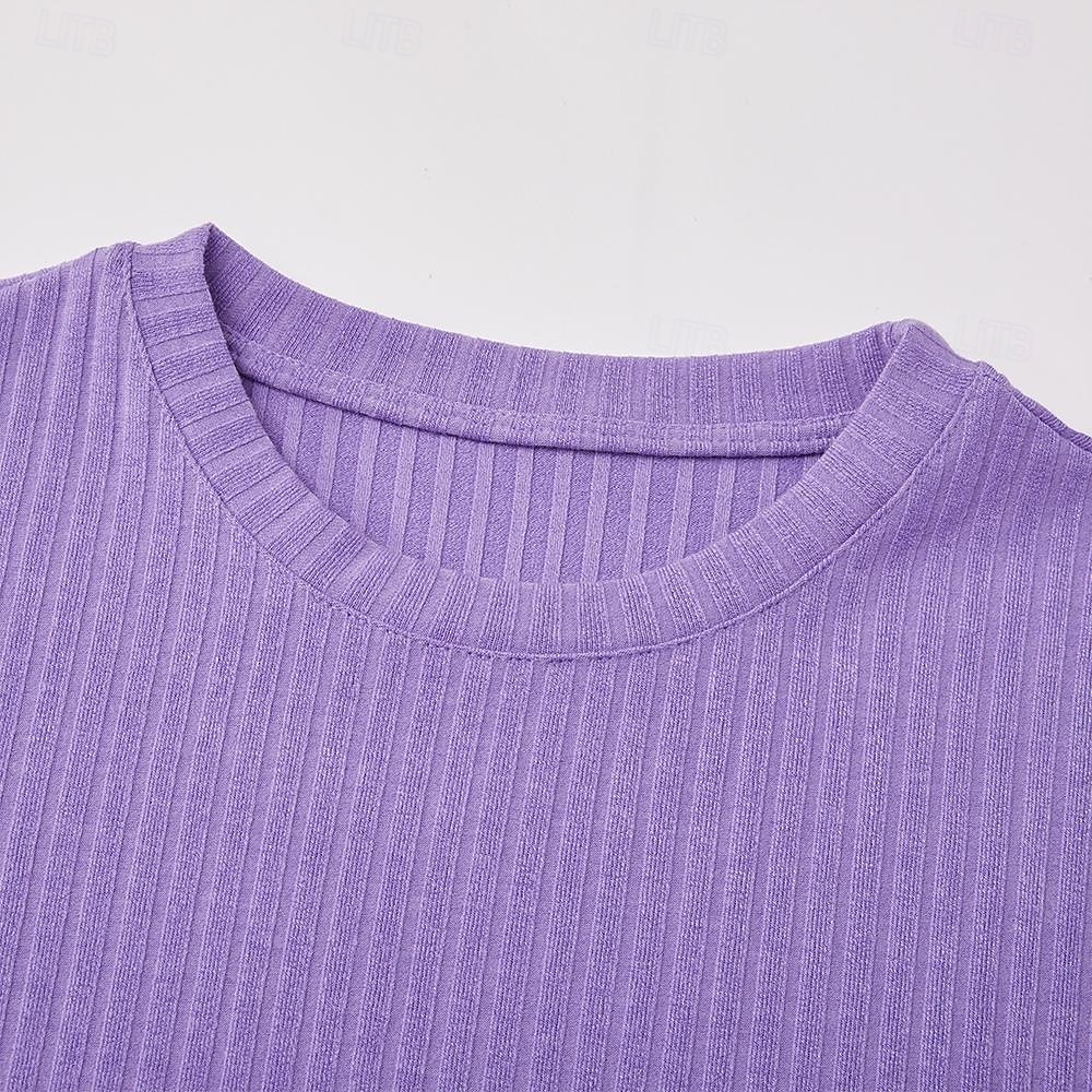 herr t-shirt med smal passform ribbad stickad t-shirt långärmad rund hals vår höst alla årstider enfärgad texturerad stickning modedesigner grundläggande stickning semester gata casual svart vit blå 2025 - $12.99 –P7