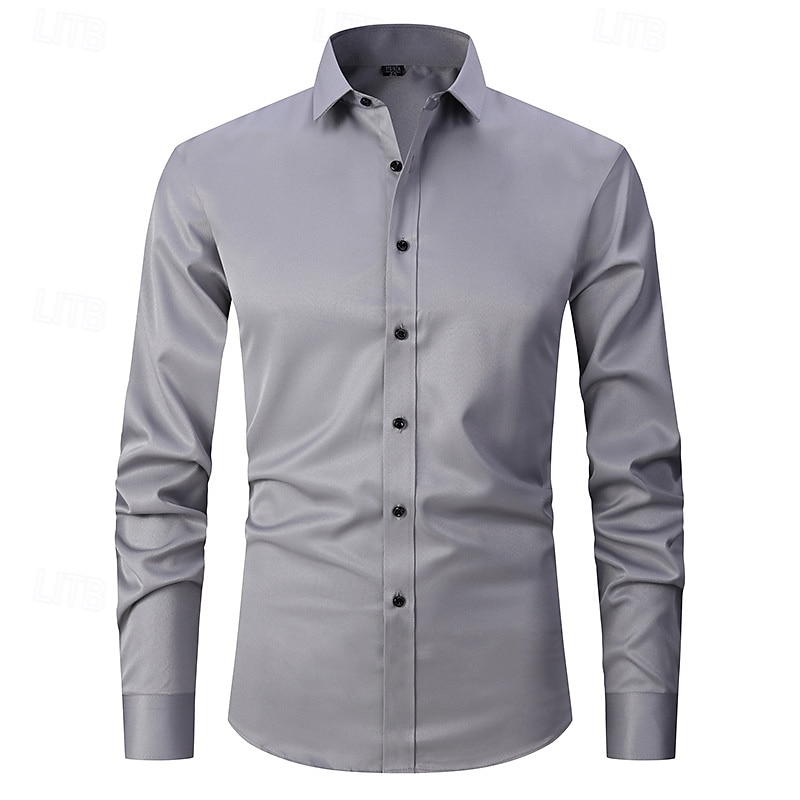 Homens Camisa Social Saia Camisa não de ferro Camisas de smoking Tecido Formal Casamento Preto Branco Rosa Vinho Manga Longa Lapela Primavera & Outono Todas as Estações Roupa de 2025 por $20.99 –P15