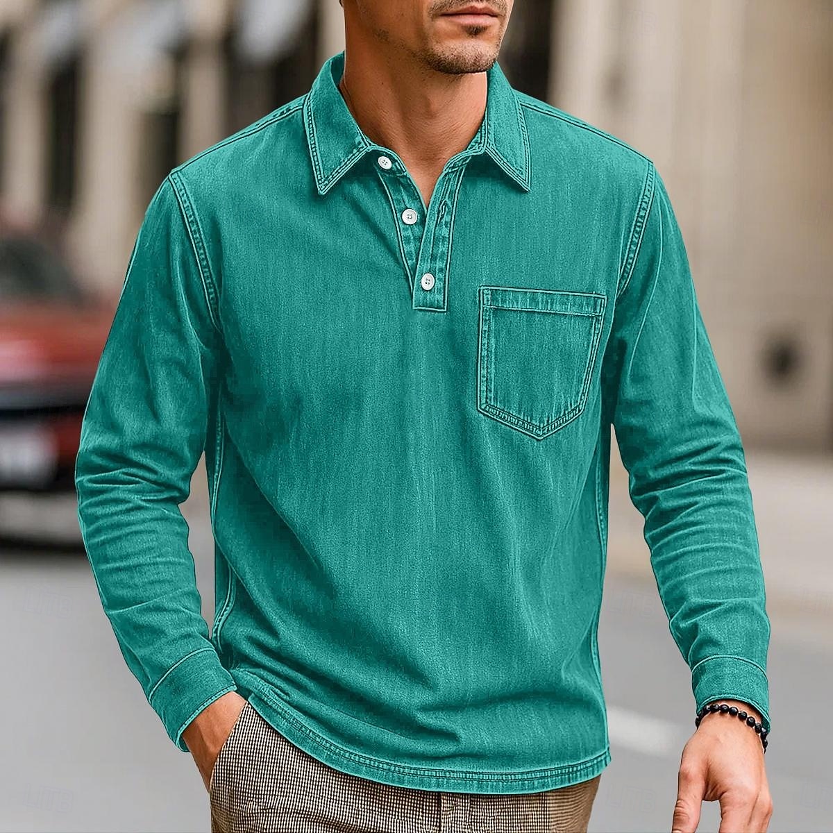 Per uomo Polo Polo da Golf Streetwear Affari Classico Manica Lunga Vintage Essenziale Tinta unica Semplice Tasca Autunno Inverno Interstagionale Vestibilità comoda Nero Rosa Blu marino Blu Viola del 2026 a $31.99 –P12