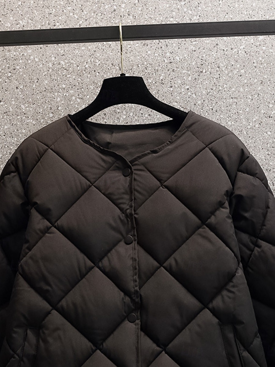 Dame Vattert jakke Bekvem Pustende Lomme Knapper Fritid عادي Feriereise Gate Avslappet Dagligdagstøy Enkeltkneppet Kort Crewneck Normal Langermet Yttertøy Svart Hvit kaffe Vår Høst 2026 - $25.99 –P11