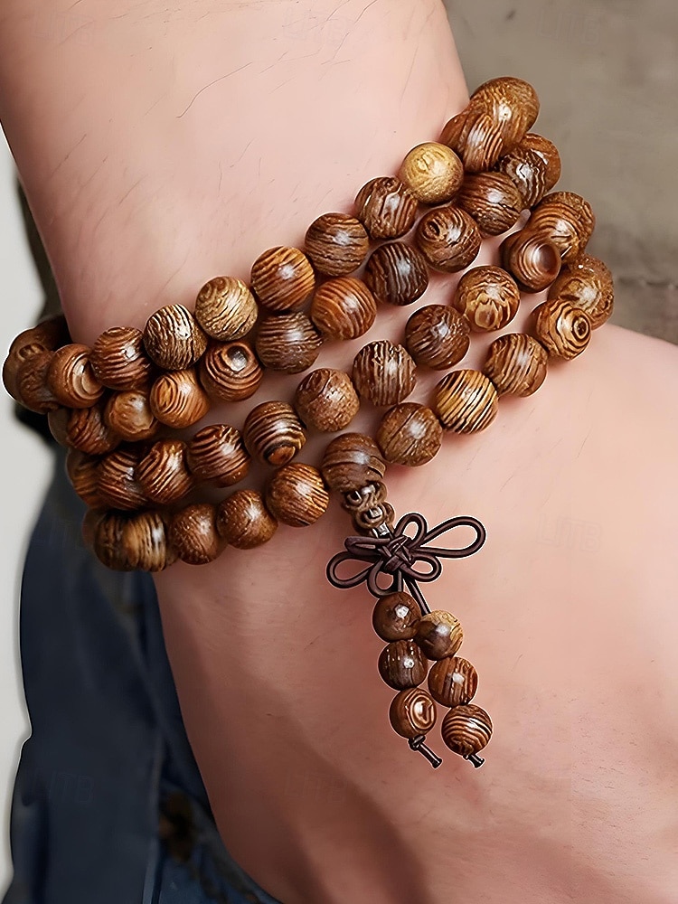 Bracelet de perles en bois multicouche pour homme, bracelet de prière mala vintage, bijoux fantaisie multicolores, cadeau de Noël unique pour un usage quotidien et les fêtes de 2026 ? $9.99 –P2