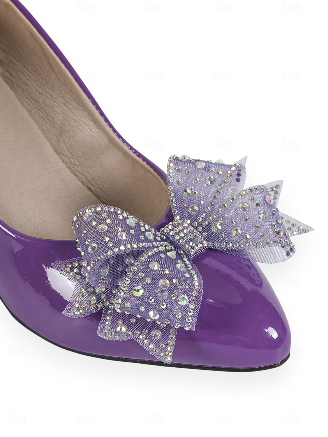 naisten violetit lakkanahkaiset lohkokorkoiset avokkaat, tyylikkäät pyöreäkärkiset pukukengät rusetilla muodollisiin tilaisuuksiin &toimistovaatteet 2026 - $34.99 –P9