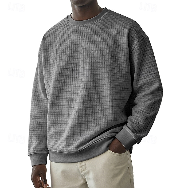 Homens Moletom Moletom Waffle Estacionar Cinza Claro Gola Redonda Tecido Textura Casual Diário Desportos e Ar livre Roupa de rua Legal Roupa de Esporte Primavera & Outono Roupa Moletons Moletons de 2026 por $24.99 –P4