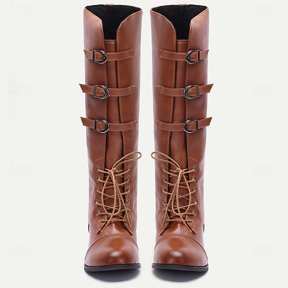 Brown Faux Leather Men's Lace-Up Boots with Buckle Detail – Trendy and Functional Boots for Fall and Winter Adventures 2026 - $59.99 –P4